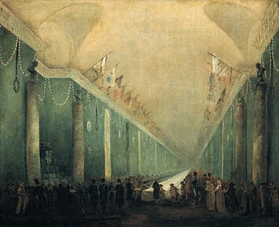 Banquet Given for Napoleon Bonaparte in the Grande Galerie of the Louvre, 20th December 1797 by Hubert Robert